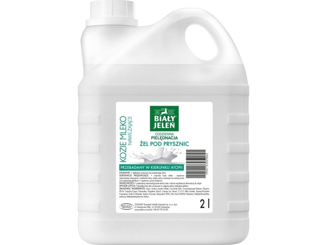 Hvid Håndvaskende Brusegel med Gedemælk - 2L