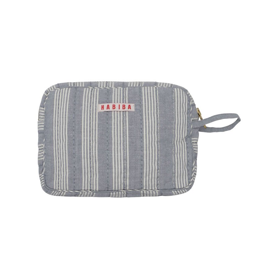 Stockholm Stripe Makeup Clutch i Lyseblå – Habiba Beautified