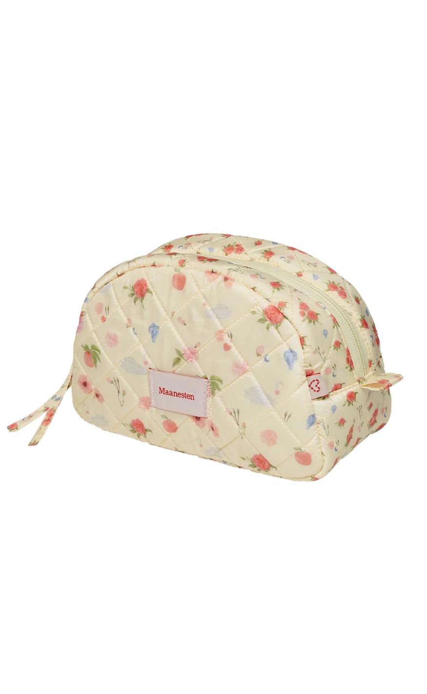 Maanesten Makeup Taske - Rød med Rosen- og Muslingemotiv
