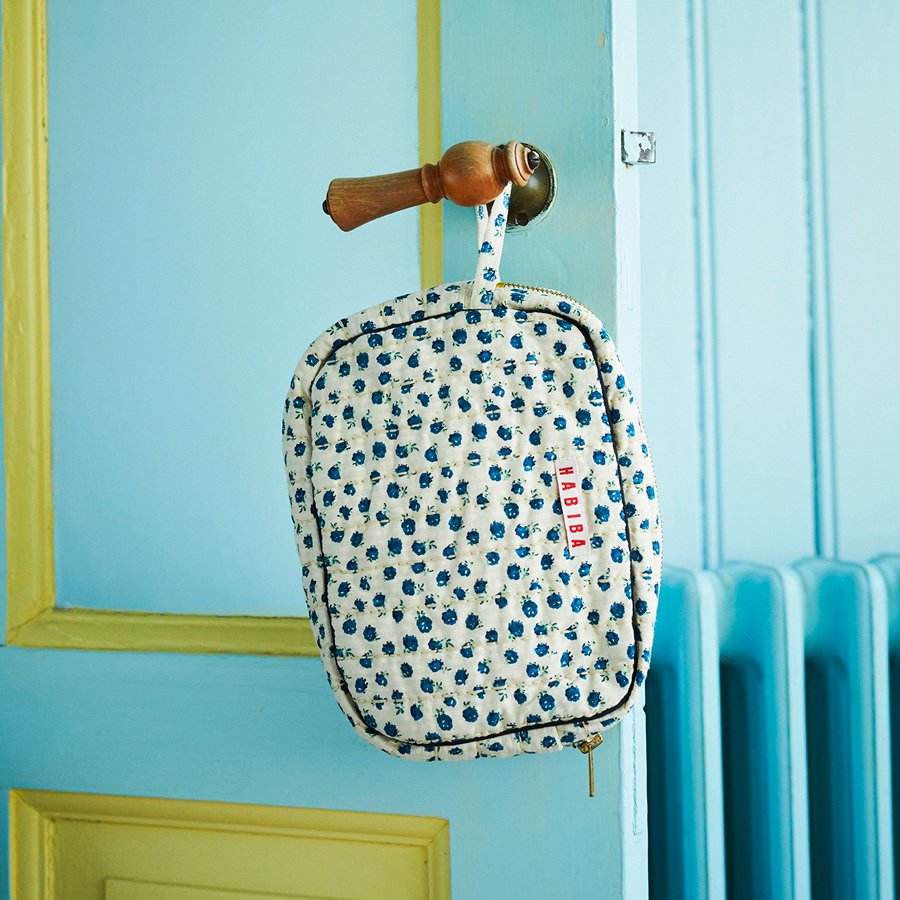 Ny Dawn Seersucker Makeup Clutch i Blå Måne - Habiba