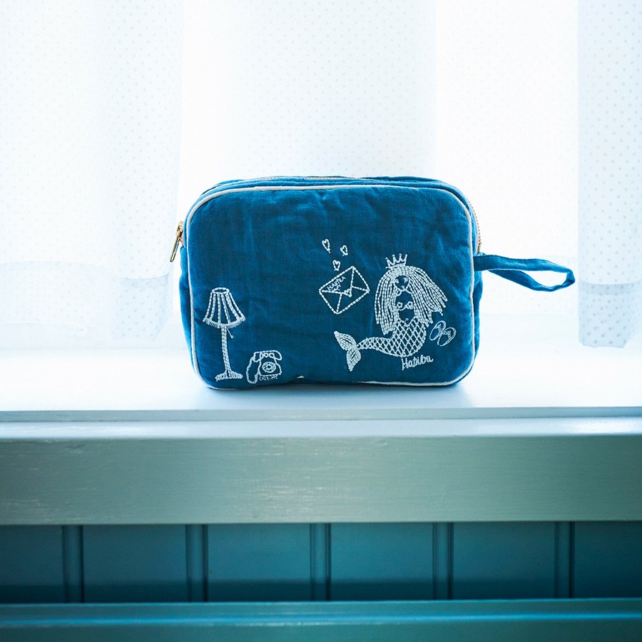 Vanessa Makeup Clutch Blå Måne – Håndlavet Skønhed